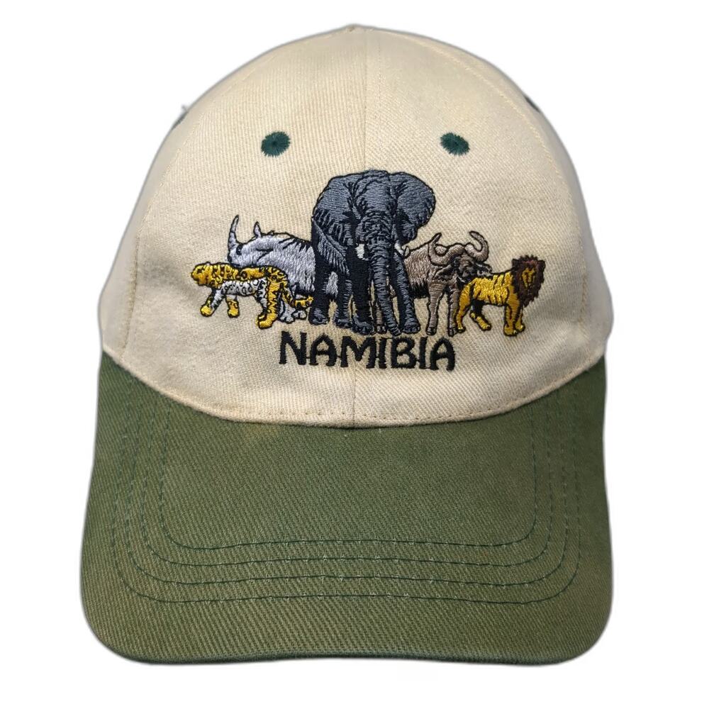 CAP Namibia Big Five Animals Baseball Cap Beige Green One Size Slideback Hat